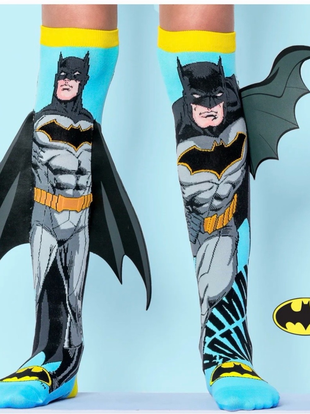 New. Batman Knee-High Costume Socks with Cape - Blue/Black/Yellow